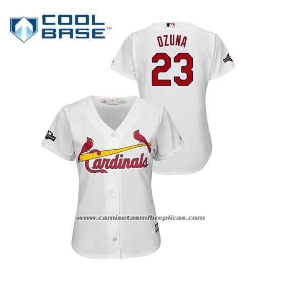 Camiseta Beisbol Mujer St. Louis Cardinals Marcell Ozuna 2019 Postemporada Cool Base Blanco